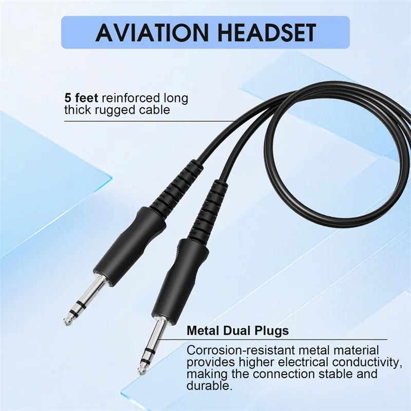 Aviation Headset, Noise Cancelling Pilot Headset with Adjustable ANR,  Lightweight Comfortable Design, Dual Plug, Blue