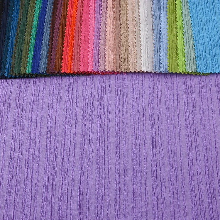 New fashion woven jersey plain dyed wrinkle crumpled fabric sea wave pleated fabric for dress