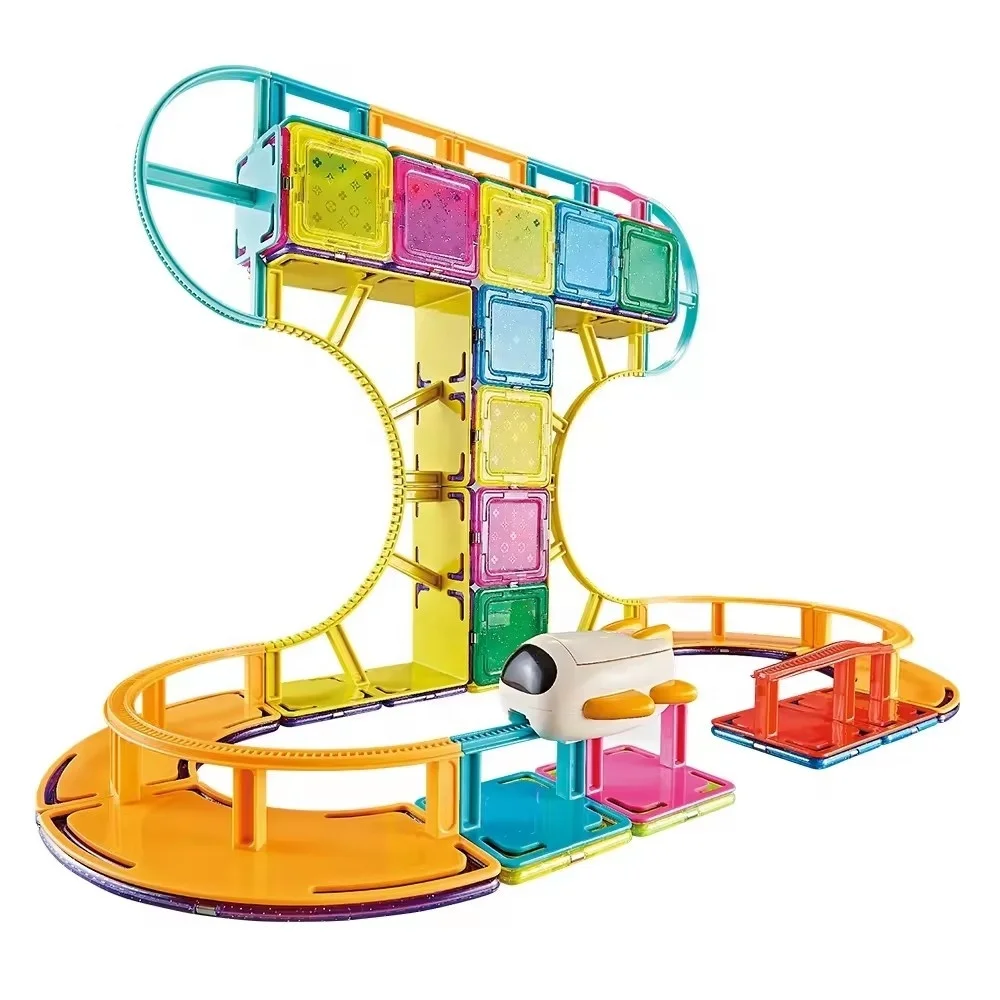 62PCS educational slideway 3D magnet track bricks building block toy set new magnetic racing magnetic tile assembly track toy