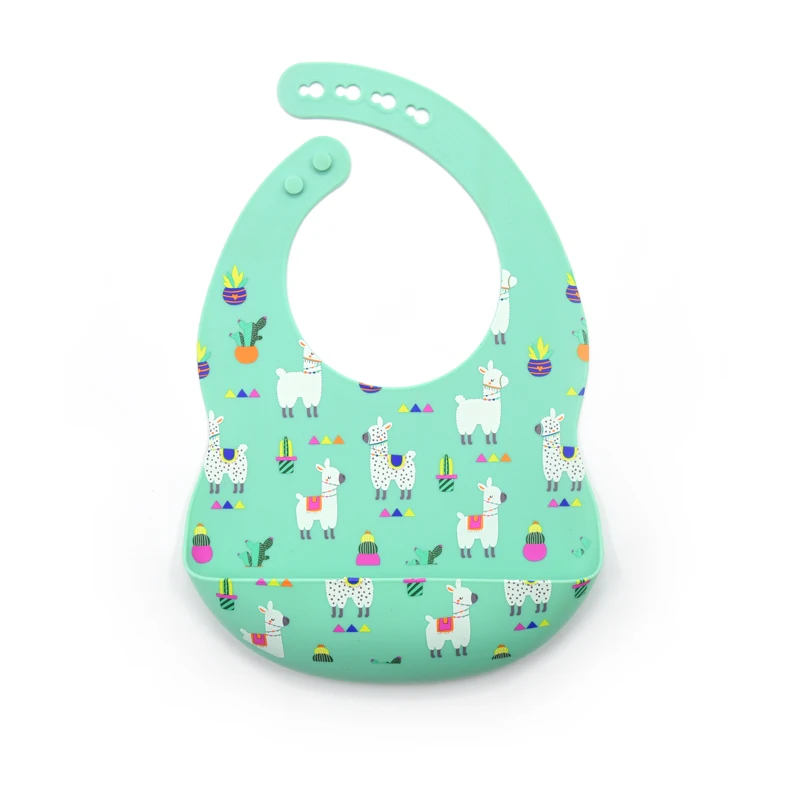 Silicone Baby Bibs with Food Catcher Hot Sales Easily Clean Soft Waterproof OEM Protect Baby Clothes Support Button 110g