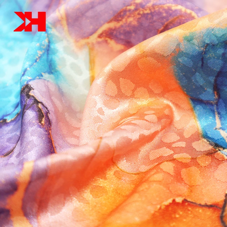 Kahn Manufacturers Textile 100%Polyester Material Silk Satin Fabrics Wholesale Floral Printed