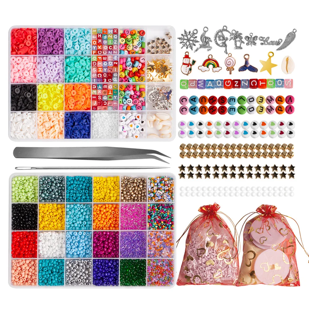 christmas bag polymer clay beads glass bead box set for DIY Jewelry