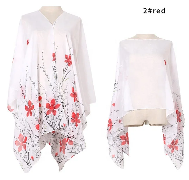 2023 New Arrival Fashion Floral Printed Imitated Silk Plus Size Women Beach Cover Up Sarong