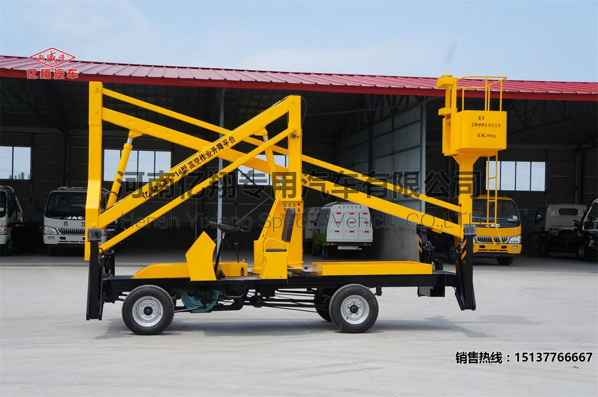 Portable Electric-Powered High-Altitude Work Platform with Long Arm Mobile Service Equipment for Fuel Station Application