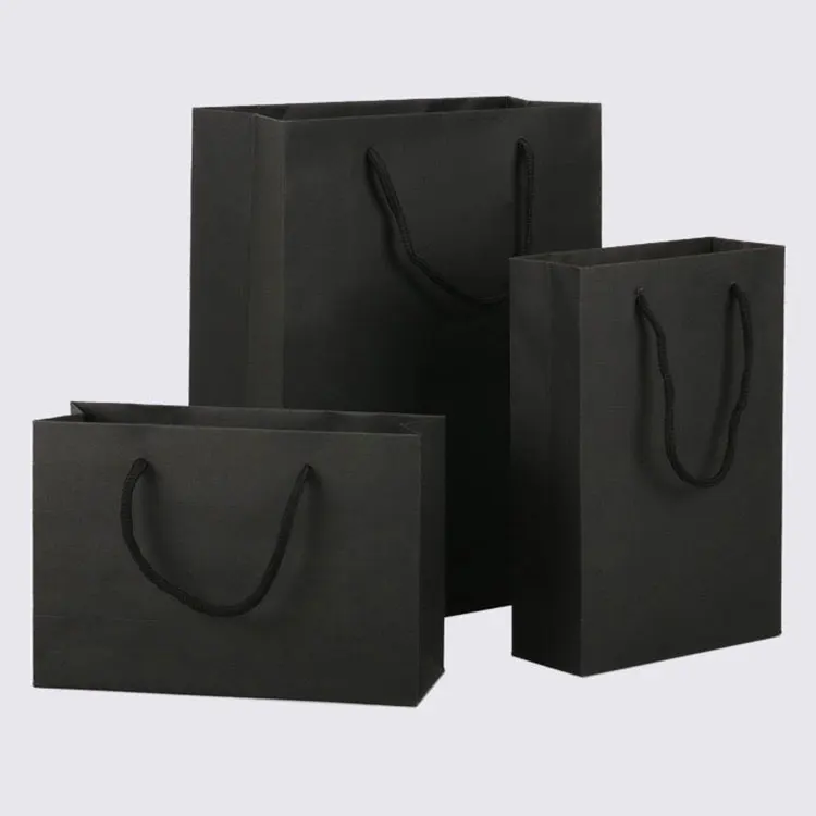 Black cardboard tote clothing shopping bag premium luxury paper bags