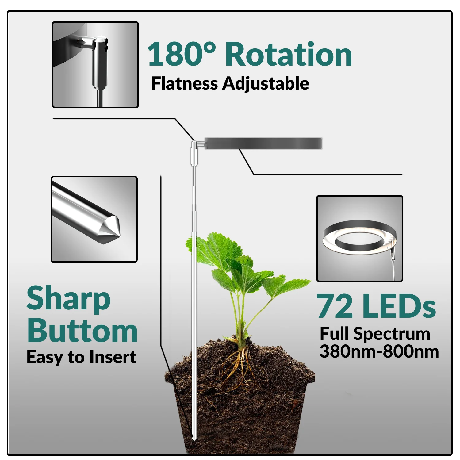 LED grow light 12W for small plant table light dimmable with timer Grow Lights for Indoor Plants,  with USB