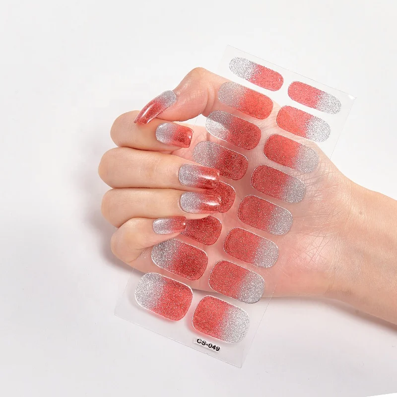 Hot Sell Semi Cured Wraps Long Lasting Gel Nail Stickers New Arrival Styles Nail Gel Wraps With Uv Lamp