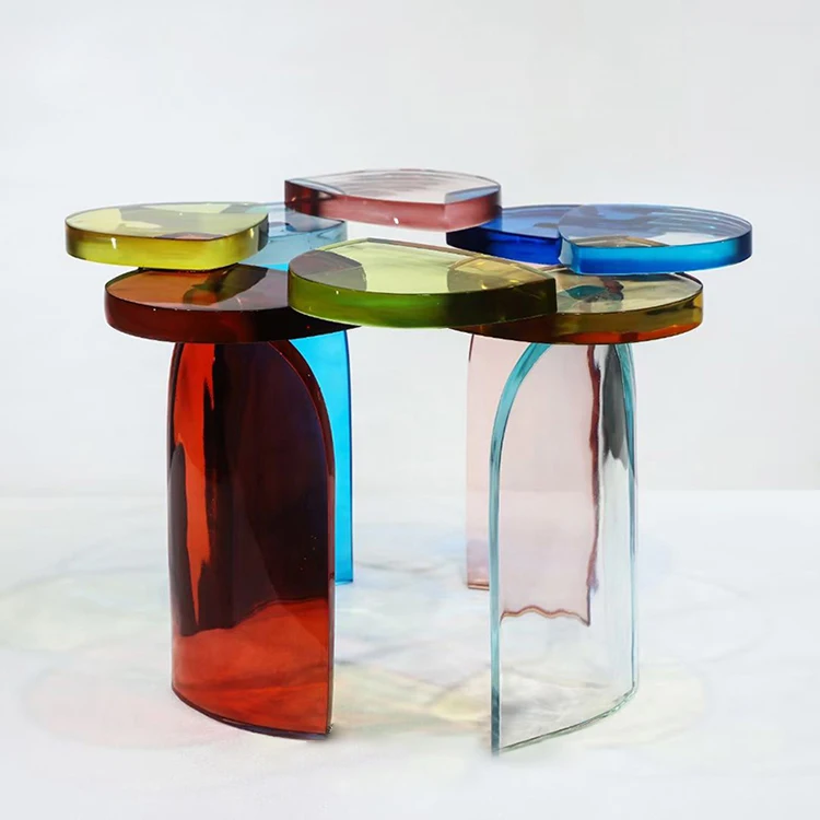 New Simple Fashion Small Side Table Living Room Side Table Rainbow Color Round  Acrylic Coffee Table