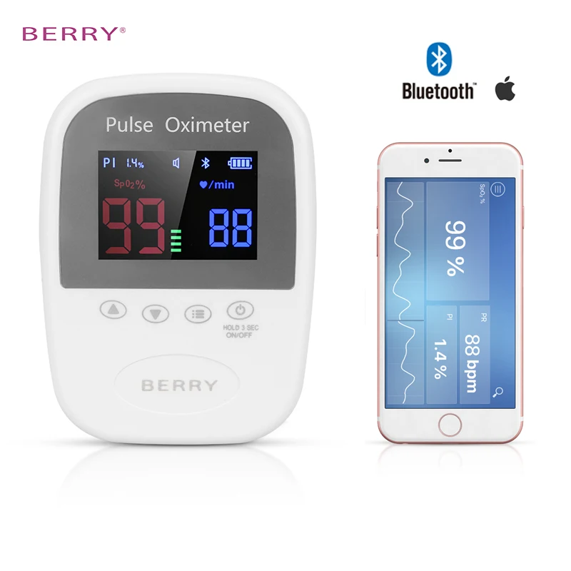 Wireless BLE Handheld pulse oximeter  spo2 sensor Free app remote medical  product For USA and European market BERRY BM1000A 01