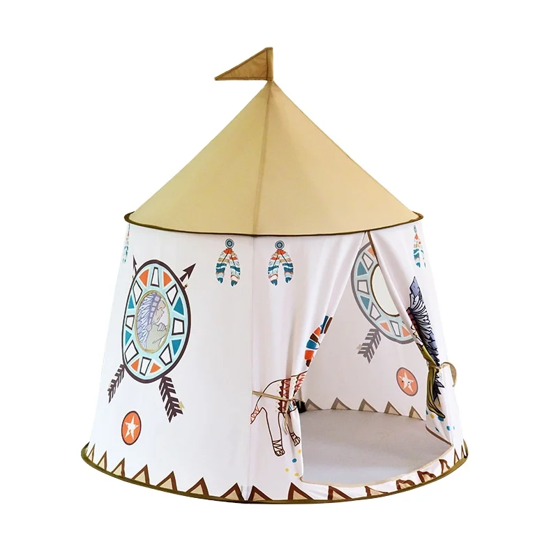Maideng Wholesale New Design Hot Popular kids tent Sellings Foldable Indian Lion Animal Pattern Round Castle Children Tent