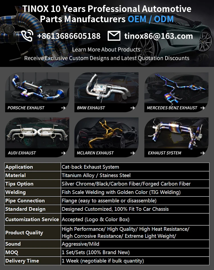 Factory Direct High Quality Stainless Steel Exhaust Pipe For ALFA ROMEO GiuliaQuadrifoglio 2.0T Tuning Exhausted Systems