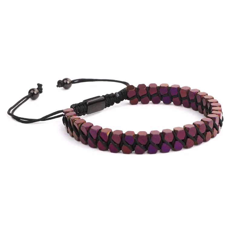 Hot Selling Fashion Jewelry Factory Made Hematite Bead Handmade Braided Macrame Bracelet Women Men