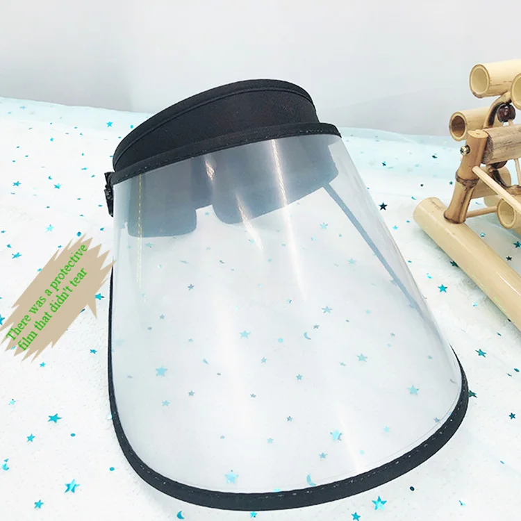 Full face Spittle and dust Anti bacteria transparent plastic sun visor hat  for adult and kids