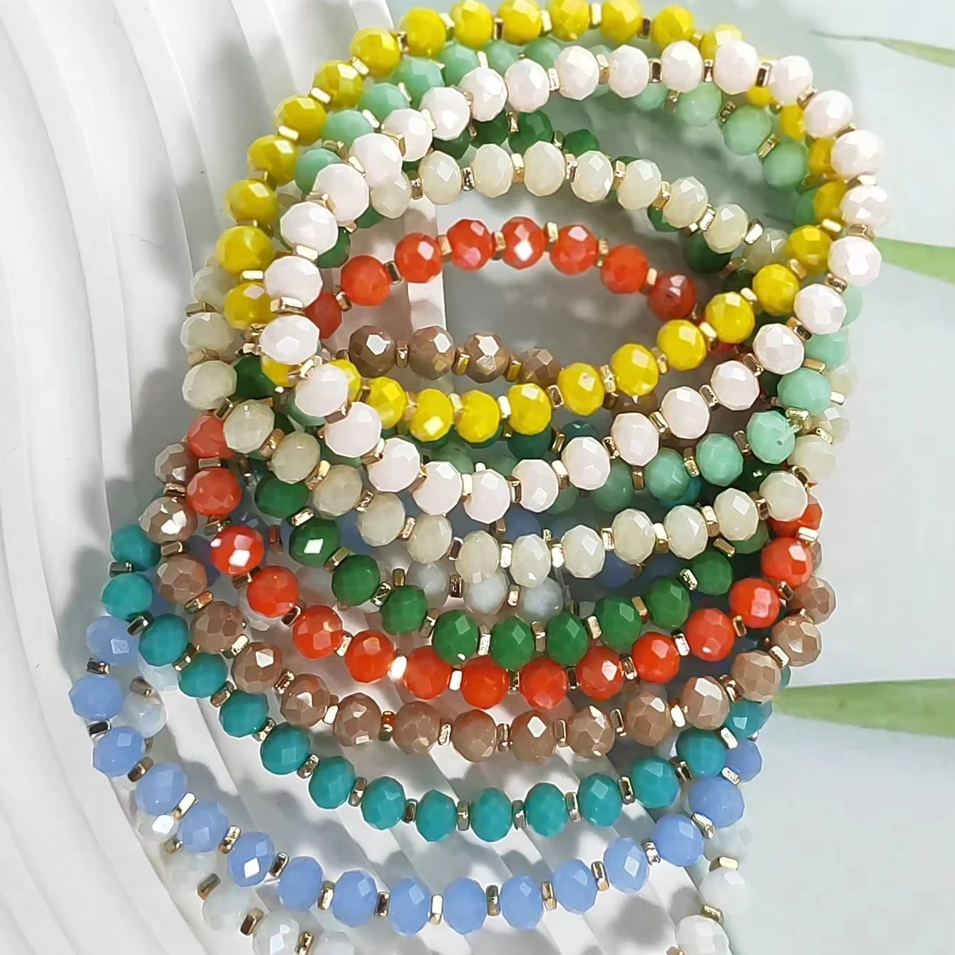 6mm Set 10pcs Crystal Beaded Bracelet Stretch Colorful Multi Colors Mixed Beaded Bracelet Available Wholesale Customized Accept