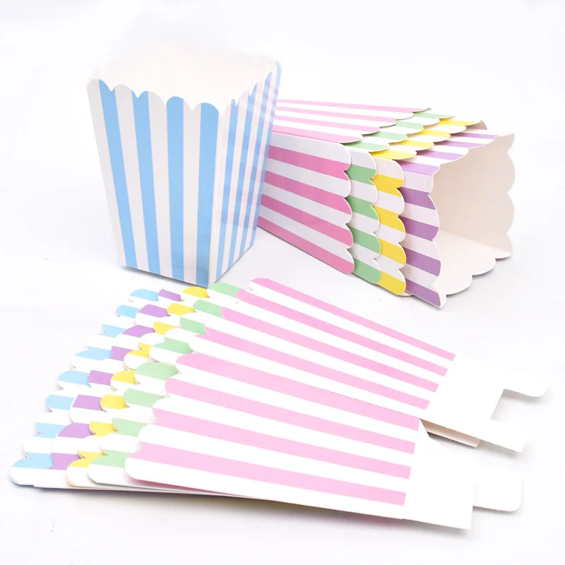 Gold Silver Dot Wave Striped Pop Corn Candy/ Snack Favor Party Decoration Paper Popcorn Box