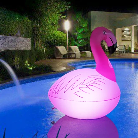 Lawn Wedding Festival Pool Night decoration Solar Flamingo Inflatable flashing water ornament  float