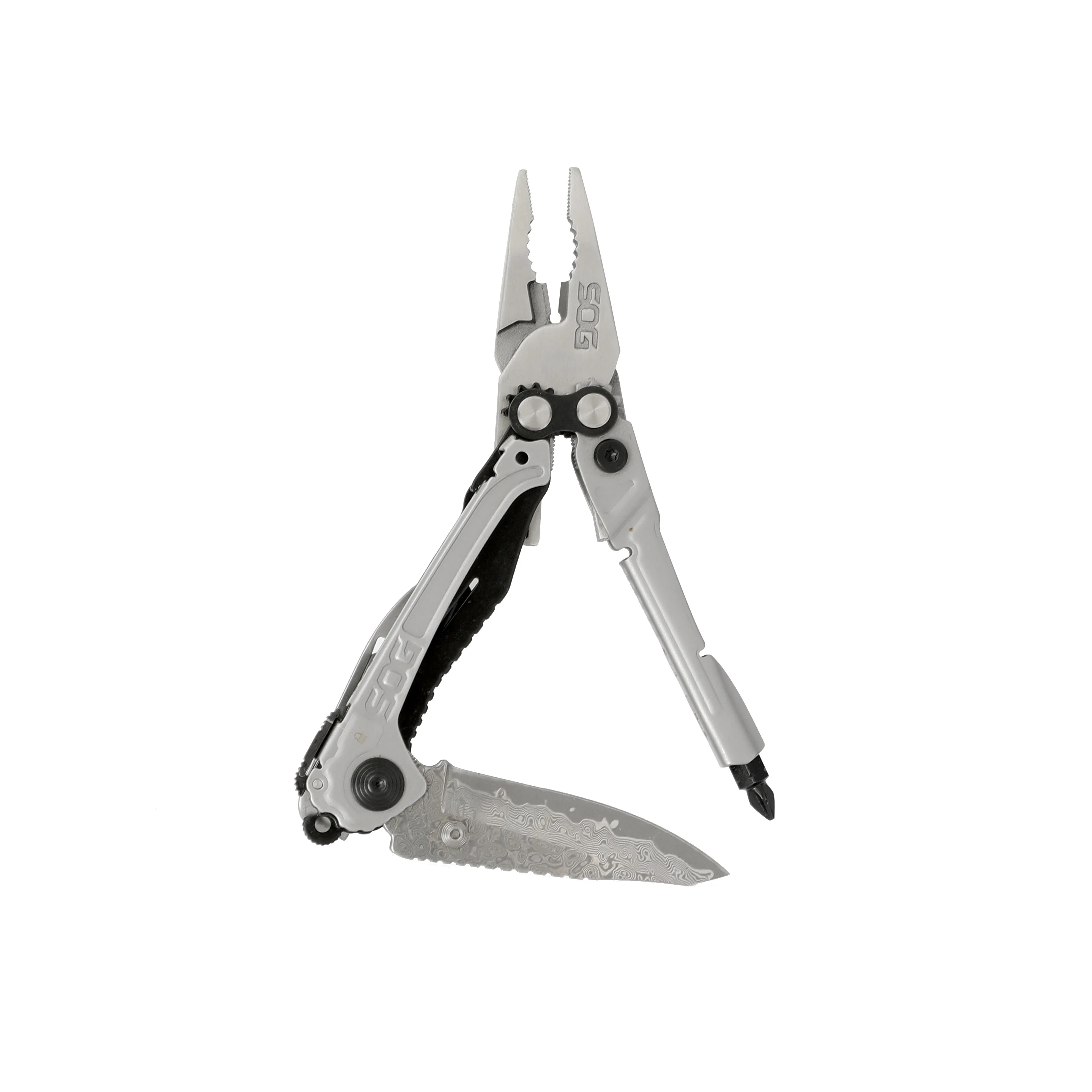 Реактор SOG дамасский EDC многофункциональный инструмент 10 инструментов включая нож с лезвием плоскогубцы магнитные 1/4 ' шестигранный держатель для кармана
