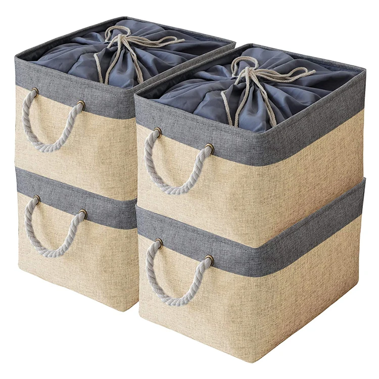 Folding Corner Laundry Baskets With Drawstring Cover Foldable Storage Basket Laundry