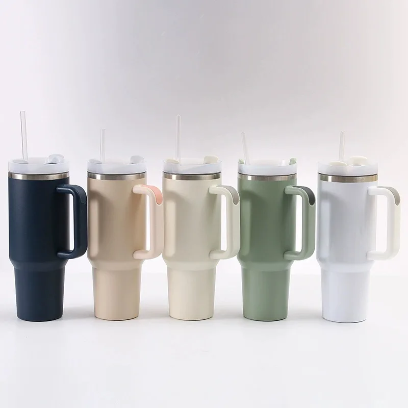 Custom 40oz Stainless Steel Thermos Cup with Insulated Handle Outdoor Mugs for Travel Car Insulated Cold Water Tumbler Wholesale