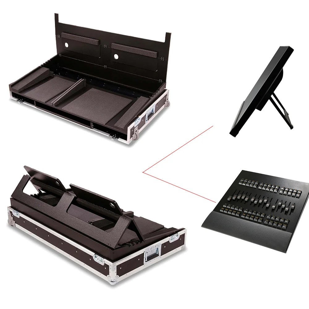 vaylong Mutil Custom mixer Mischpult flight Cases for Monitor PC Commandwing Faderwing 2 panels Hannspree HT225 Displays