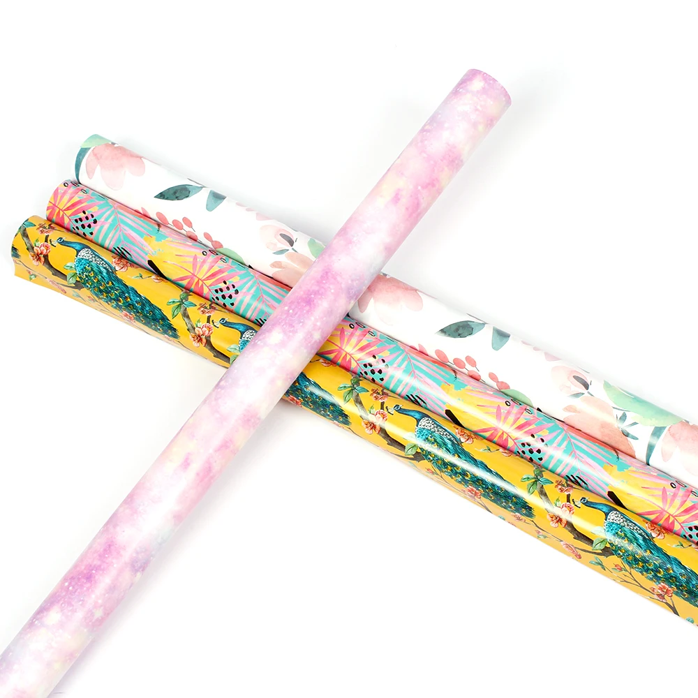 Wholesale Everyday Design Peacock Pink Star  Pattern Gift Wrapping Paper for gift