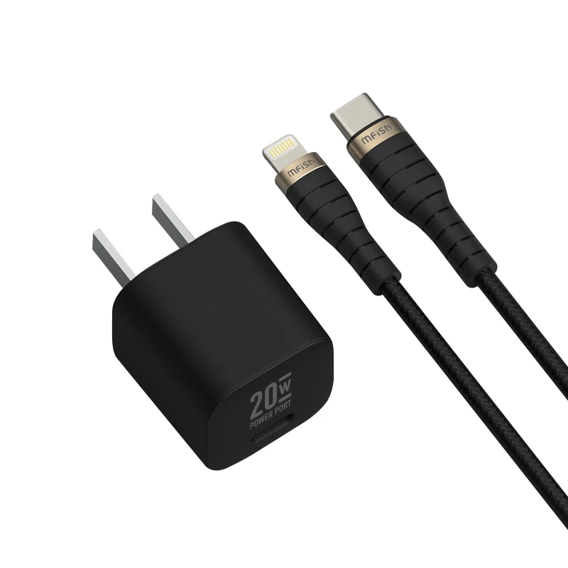 Mfish 20 Вт Быстрое зарядное устройство с C-L кабелем TypeC Зарядка для Iphone OEM/ODM Быстрая зарядка телефона планшетный