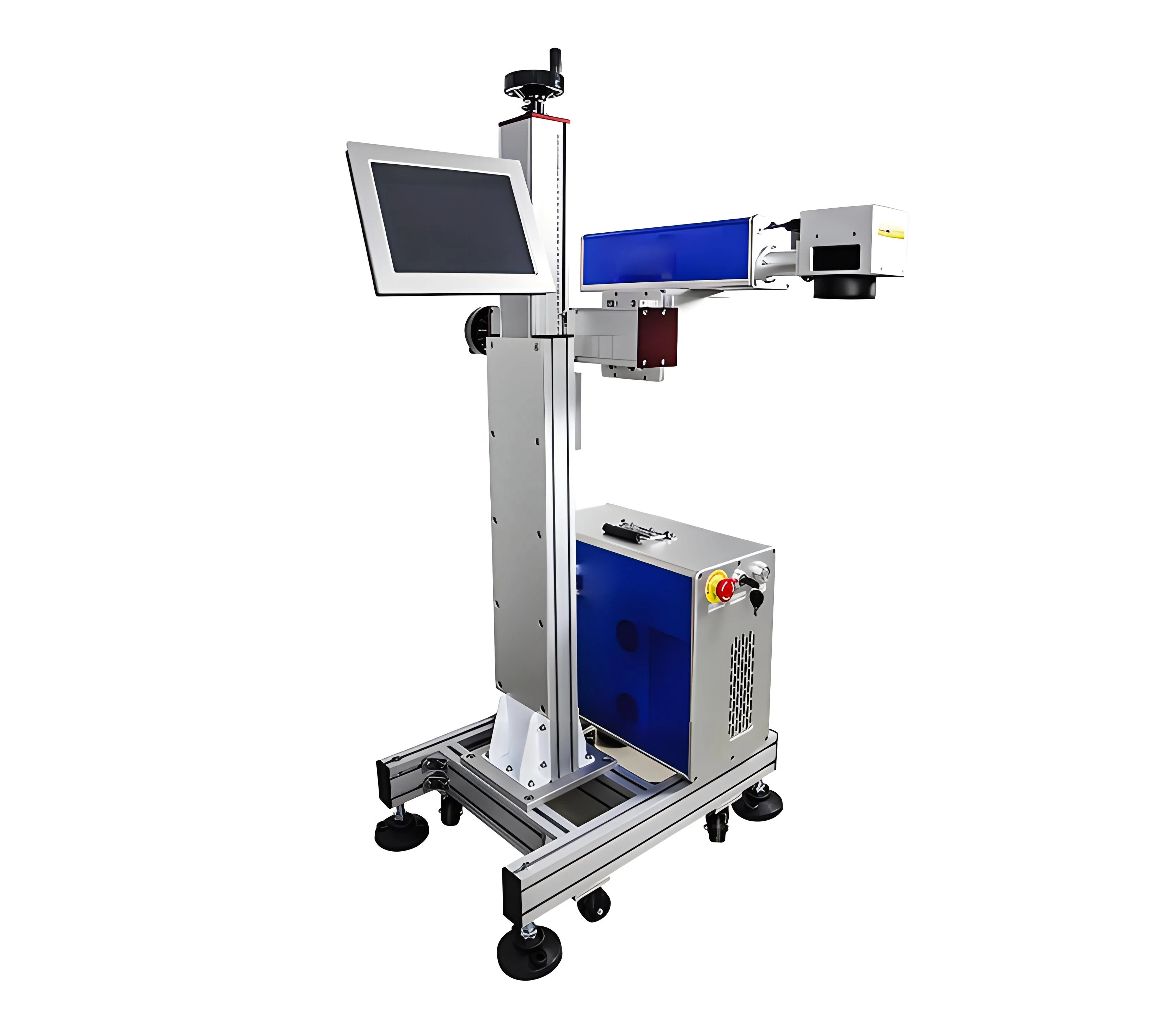 Plastic Oil Water Bottle Bucket Automatic Flying Laser Marking Machine Graphics Logo Dot Matrix Fiber Laser Marking Machine