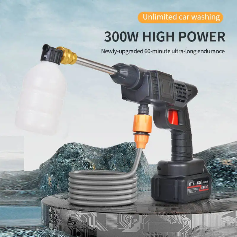 Car Washer High Pressure Portable Wash Gun 12v 24v 48v 96v Cordless Cleaning Machine Lithium Battery Washer Spray Gun