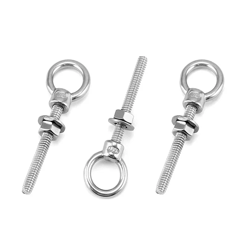 Customized Stainless Steel Rigging Hardware Long Lifting Eye Bolt With Washer And Nut