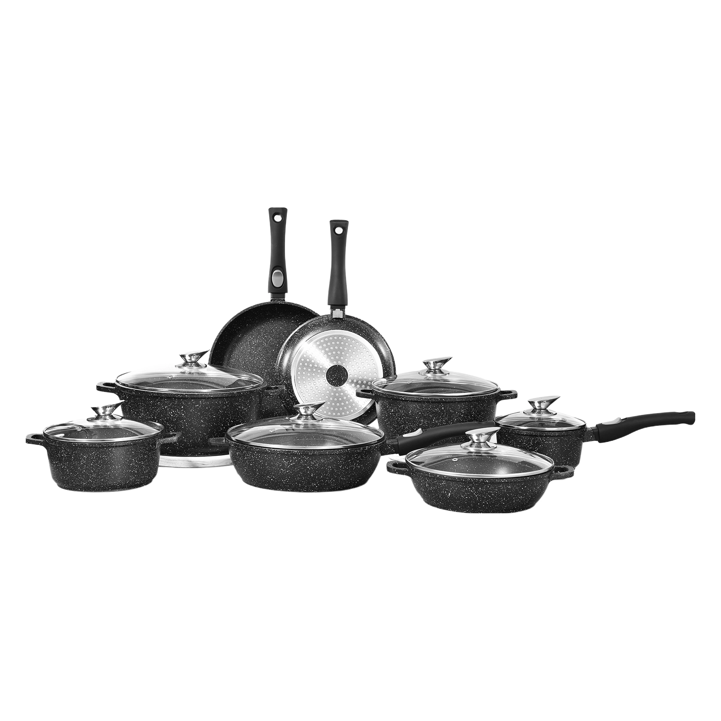 Good selling granite cookware set non stick frying pan aluminum cooking pots and pans set household utensils marble cookware set