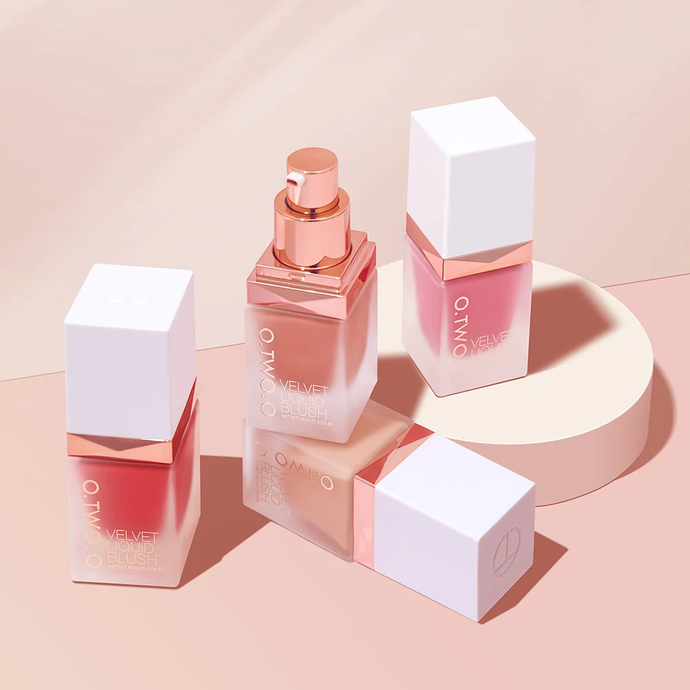 O.TWO.O Private Label 4 Colors Long Lasting Vegan Festival Gift Hot Sale Cruelty Free Liquid Blush Waterproof Mineral Blusher Fo