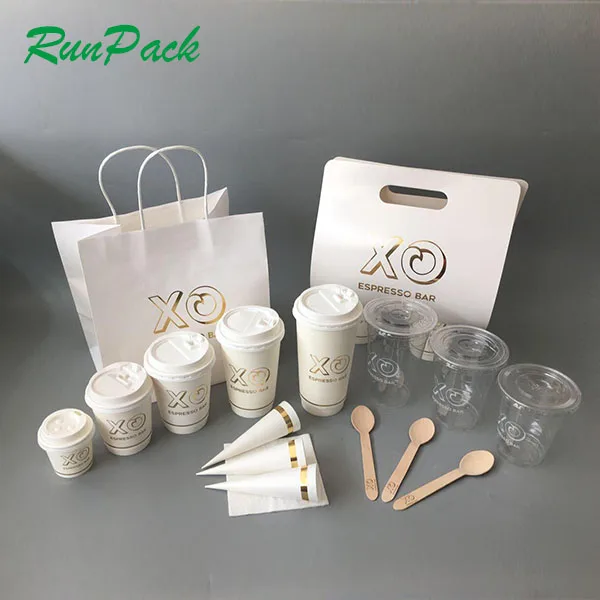 Restaurant Coffee Food Takeaway Carry Recycled Brown Kraft Paper Bags Custom Printing Craft Grocery Shopping Packaging bags