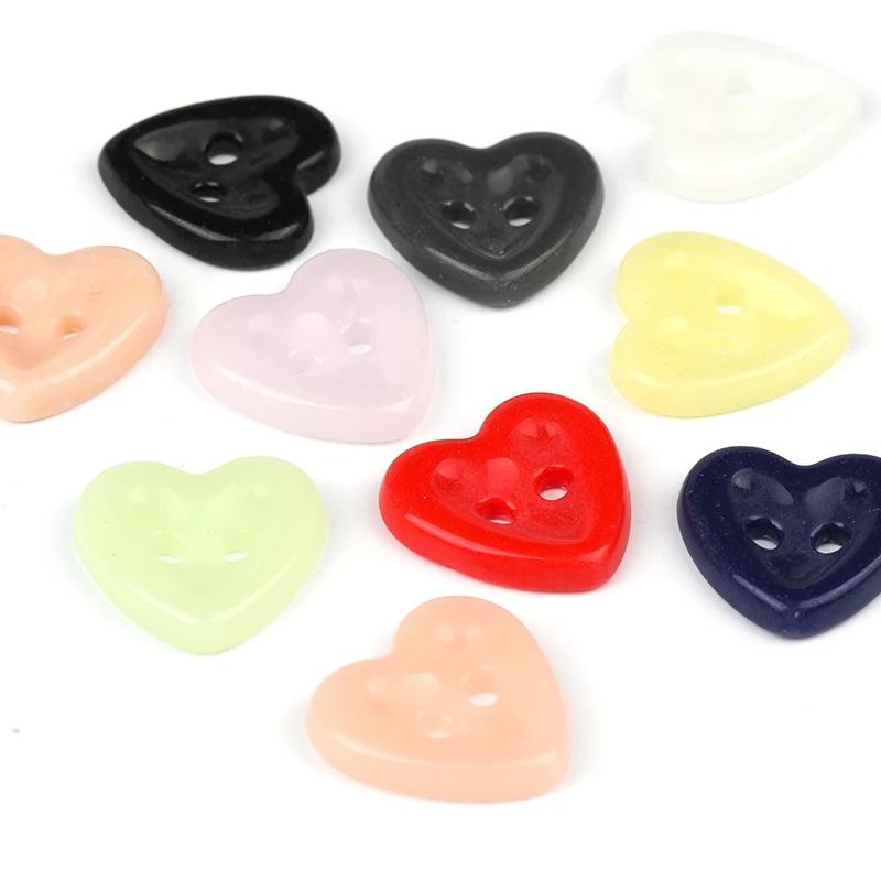 Модные пуговицы в форме сердца со стразами и отверстиями, керамические пуговицы на заказ для украшения ткани