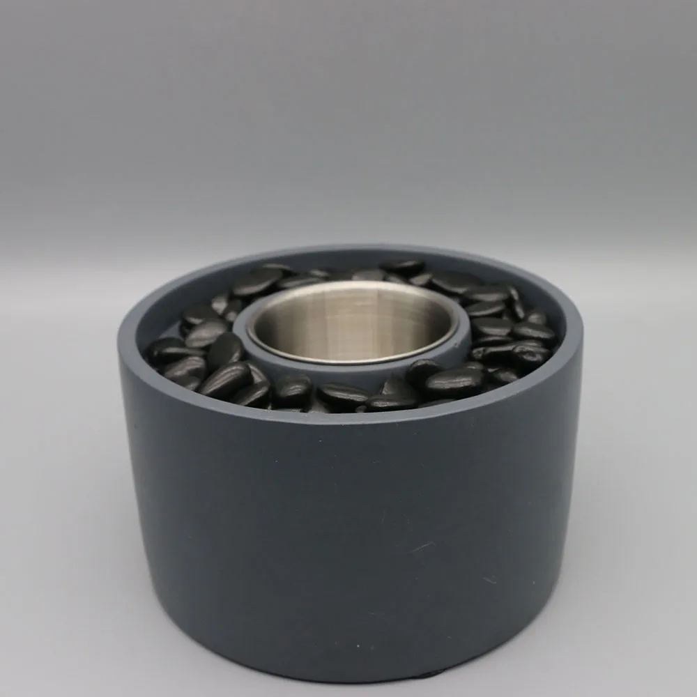 New design round indoor fire pit with glass wind guard decoration stone