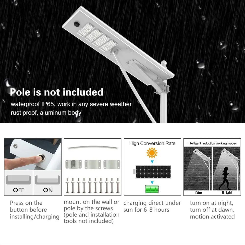 Manufacturer Supplier high power integrated solar power led street light 80w outdoor waterproof