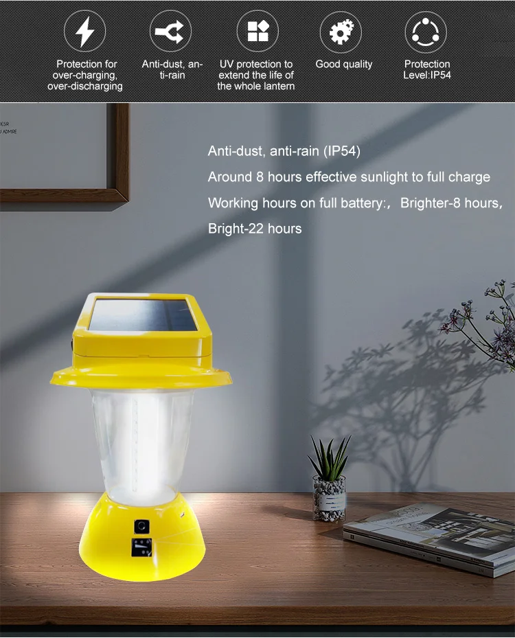 solar lantern for camping with mobile phone charing lithium battery