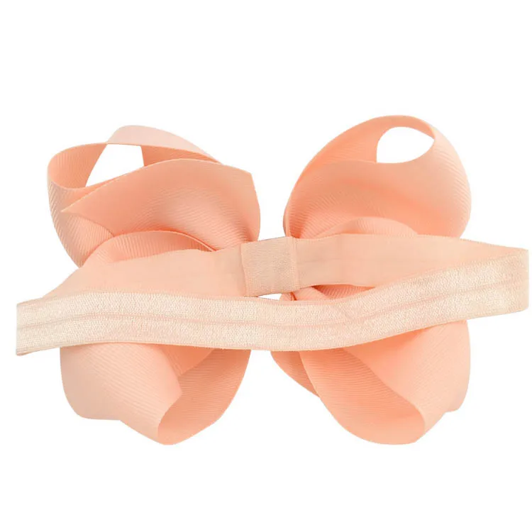 Handmade baby girls elastic ribbon headband 6 inch big bow hair band