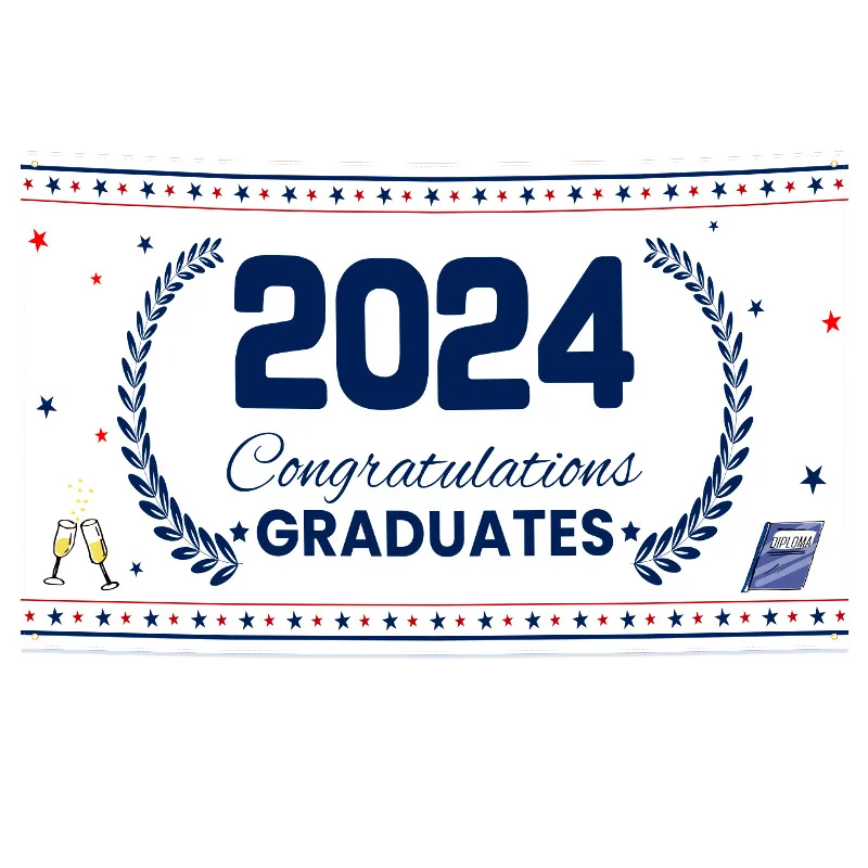 Personalised Polyester Congratulatory Graduation Banner 2024 For Grad Events Party