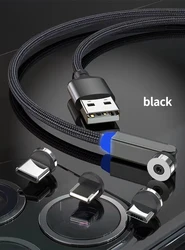 540 Degree Free Rotation USB C Magnetic Cable 3 in 1 Connectors Magnet Cable 3A Fast Charger Type C Cable for Mobile Smartphone