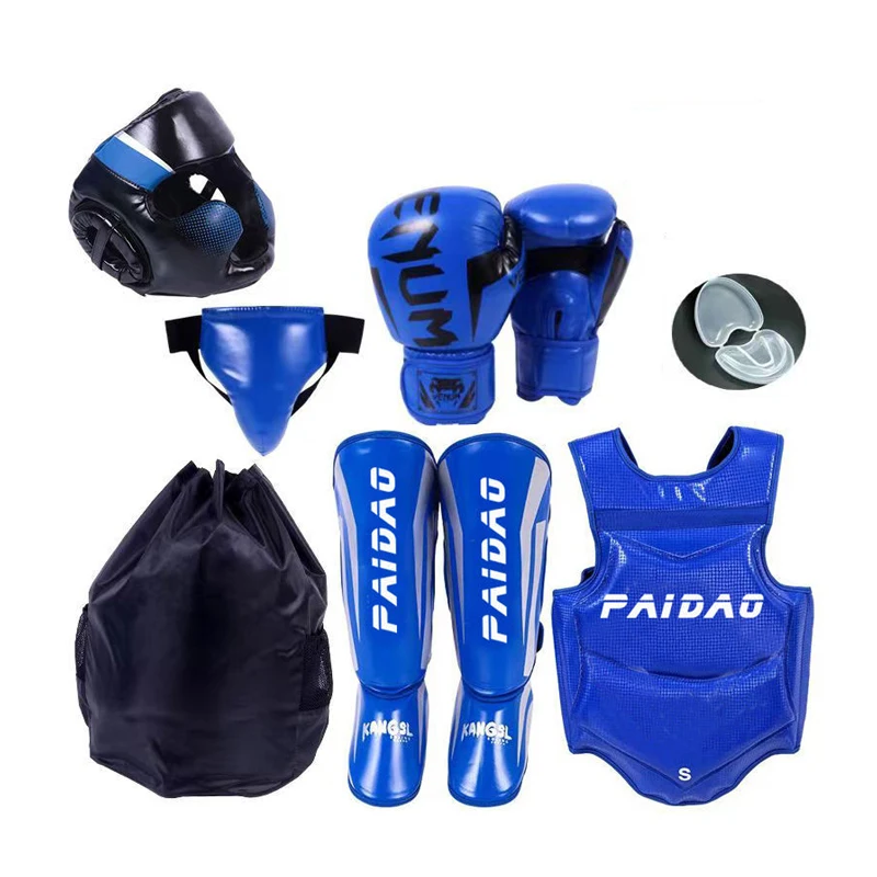 Taekwondo Protector Equipment Whole Sparring Gear Set with Head Guard Chest Protector Foot guard and Hand guard