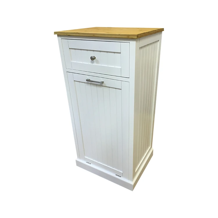 Manufacturer black white safe microwave kitchen cart trolley with hide away trash can holder