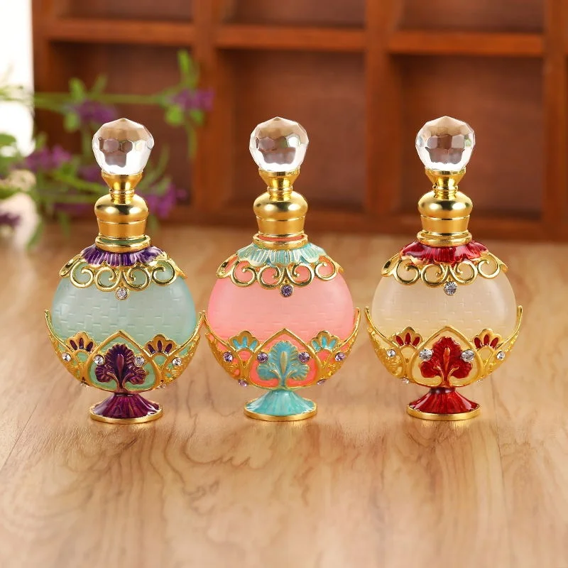 8-10ml Metal Perfume Bottle Empty Glass Essential 0il Attar Refillable Bottles#81170
