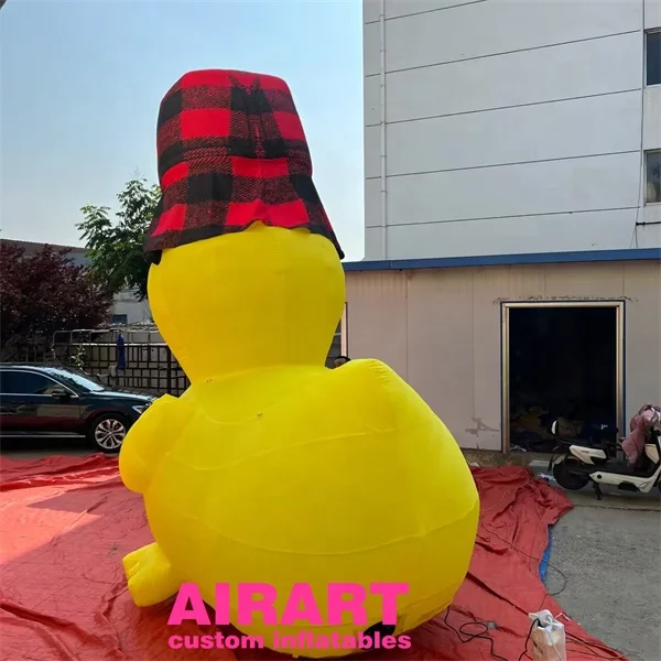 Factory Price Animal Model Inflatable Duck, Red Hat Decorated Inflatable Yellow Duck Cartoon