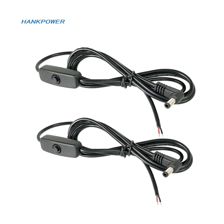 Right Angle DC Switch Power Cable 5.5x2.1mm DC Connector To Open ON OFF Inline 501 Switch For LED Strip Light Lamp