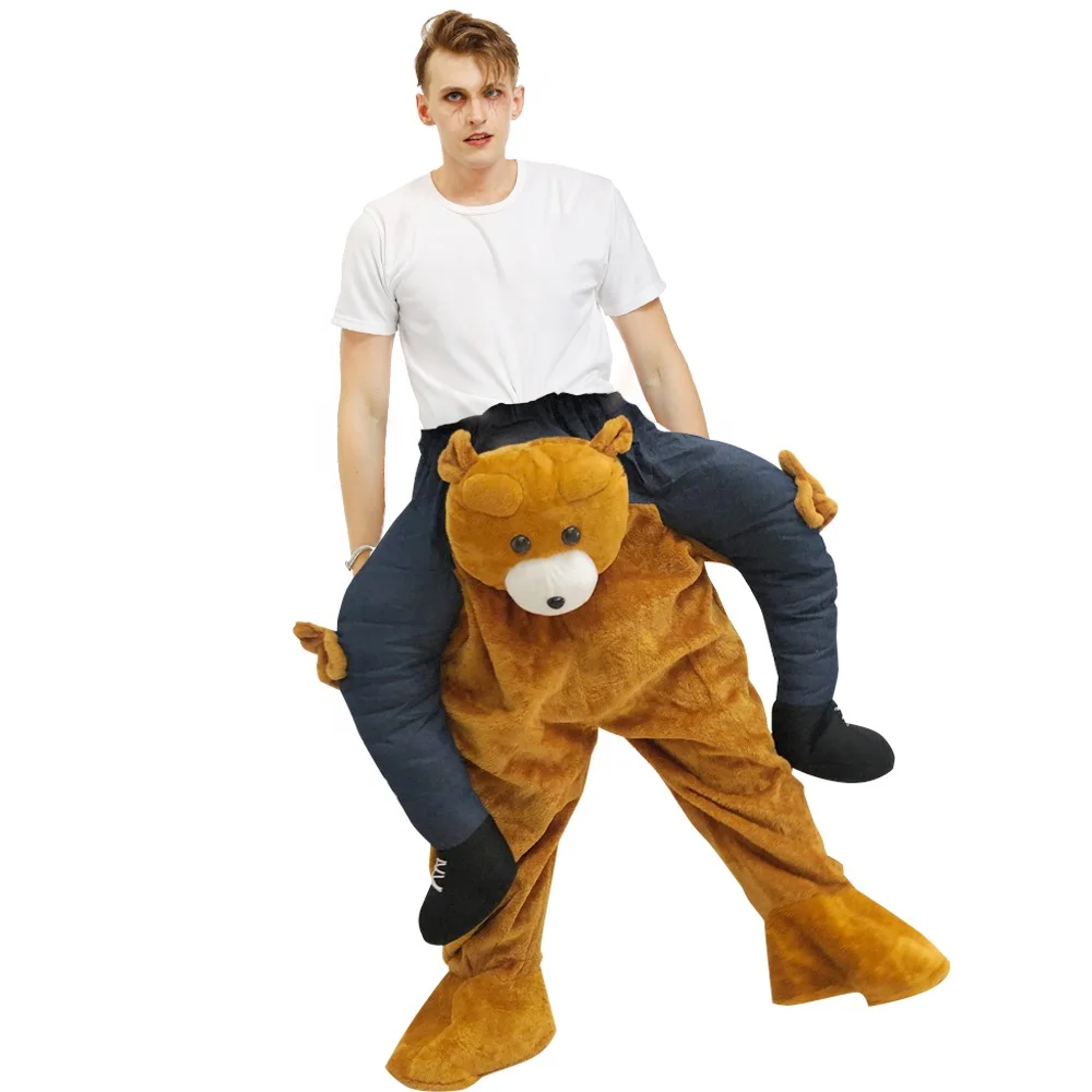 Adult Carnival Party Santa Christmas Halloween Ride on Animal Toy Beer Guy Pants Mascot Carry Bear Costume