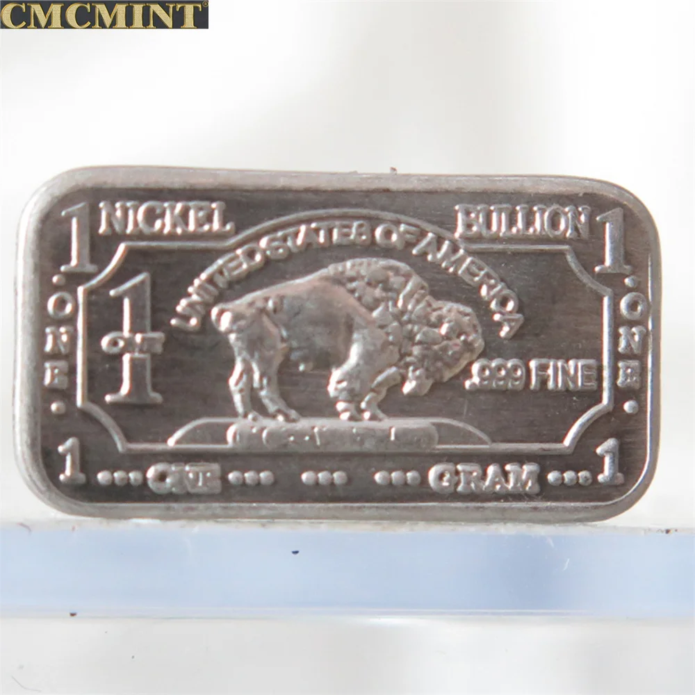 Nickel Metal Commemorative Coin 1 Gram 999 Fine Nickel Buffalo Bar Challenge Coin