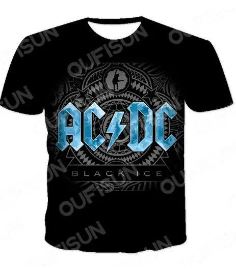 Summer trend AC DC Pop Rock men clothes knitted Fashion street casual O-neck short sleeved T shirt for men/women t shirt for men