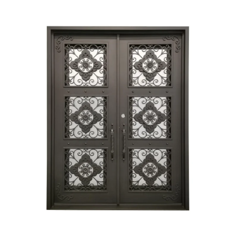 Black Front Home Main Entrance Exterior Wrought iron double door metal door models
