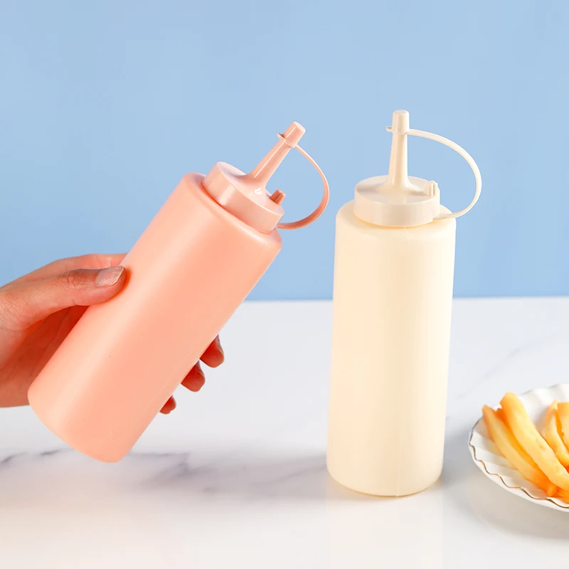 Custom Ketchup Squeeze Sauce Bottle Plastic Salad Food Grade Sharp-nose Cap Direct Squeeze Jam For Condiment