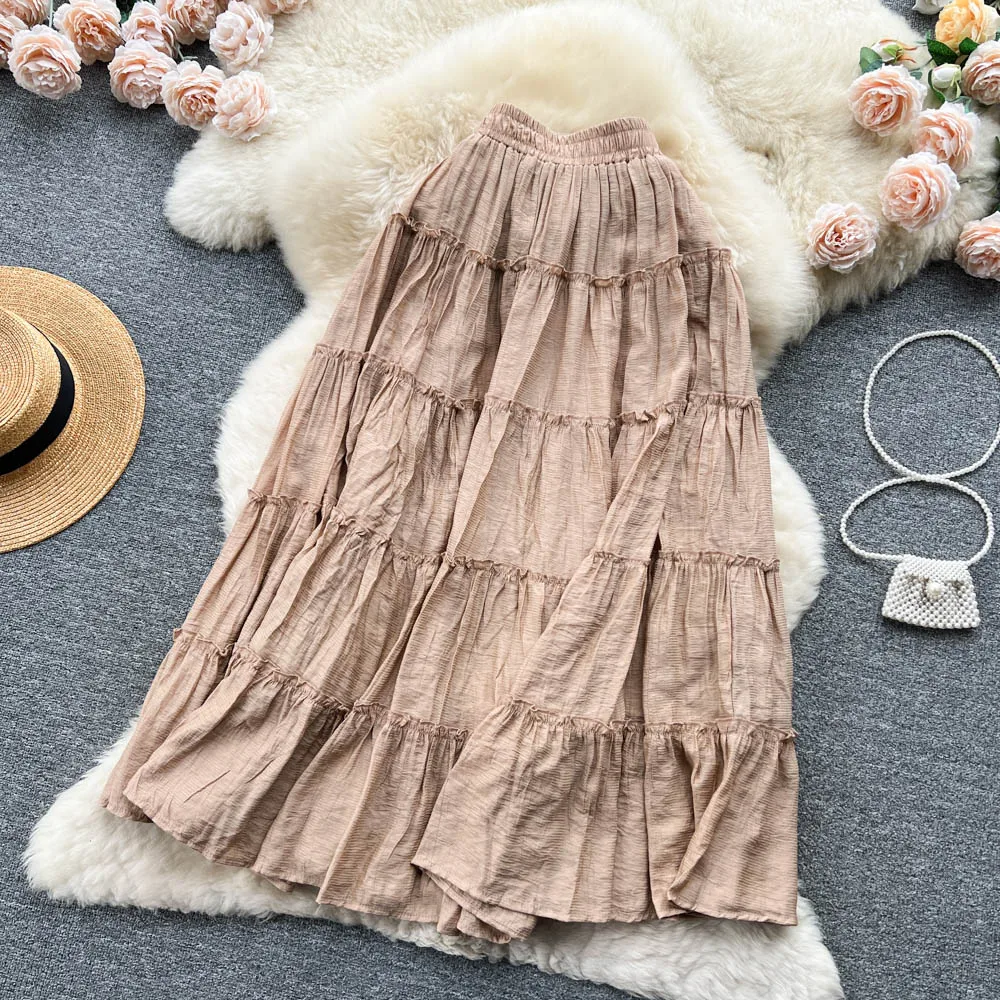 Мини-юбка женская 2023 новая Корейская Однотонная юбка средней длины на заказ